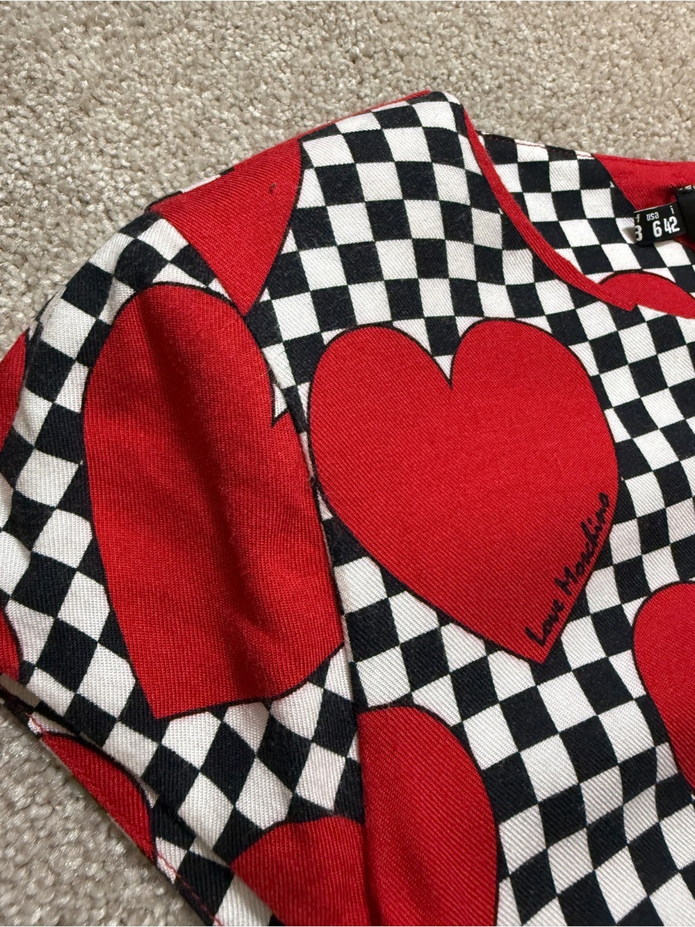 Love Moschino Heart Checkerboard Shift Dress | NWT | Pop Art Graphic | Size 6 - Picture 5 of 16